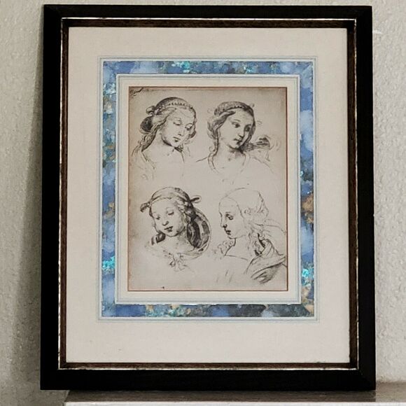 Antique Study of Heads by Raffael ART Lore F65-5517 Framed 15x12x1.5" - Picture 4 of 6